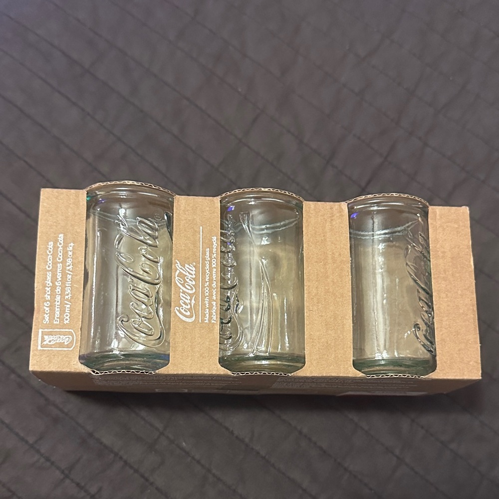 Coca-Cola Set of 6 Glass Shot Glasses 100ml/3.3oz